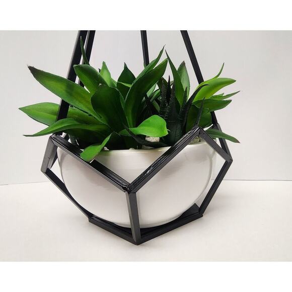 2pc Decorative Geometric Diamond-Shaped Metal Frame Artificial Indoor Plants - Picture 11 of 16